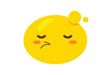 Tired yellow emoji with puff of air vector illustration