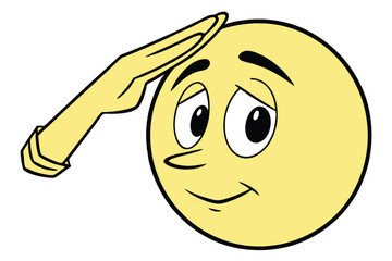 Yellow emoji face with hand raised in salute
