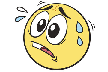 Cute yellow emoji with big watery eyes and small frown