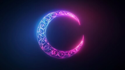 Obraz premium Crescent moon with glowing, ornate design