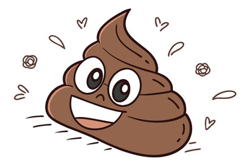 Cartoon brown smiling poop emoji with cartoon eyes
