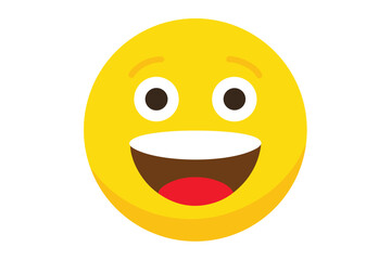 Fototapeta premium Cheerful yellow smiling face emoji vector graphic