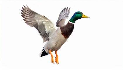 Obraz premium Flying duck isolated on white background