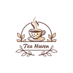 tea shop logo design vector 
