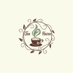 tea shop logo design vector 