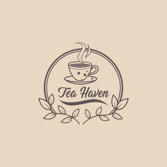 tea shop logo design vector 