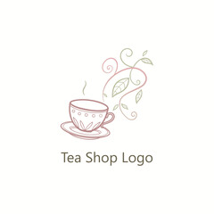 tea shop logo design vector 