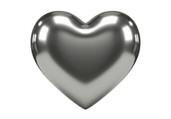 Isolated Metallic Chrome Heart Reflective Surface
