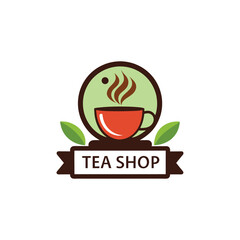 tea shop logo design vector 