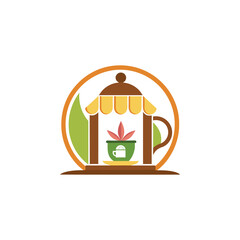 tea shop logo design vector 