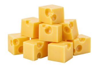 Isolated Stack of Yellow Cheese Cubes