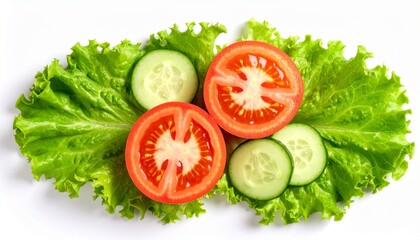 tomato, cucumber, lettuce, vegetable, fresh, salad, food, isolated, background, white, healthy, top, view, raw, organic, ingredient, green, red, vegetarian, nutrition, diet, sliced, salad, nature, sli