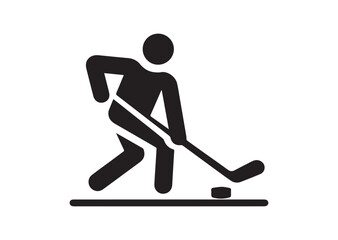 Stick Figure Playing Hockey Silhouette Vector