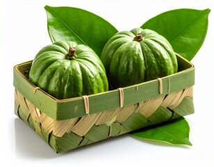 Fresh garcinia atroviridis fruit isolated white background