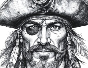 Pirate captain portrait illustration