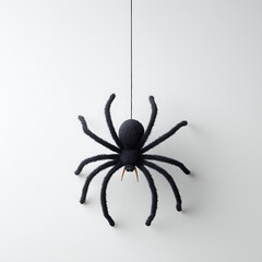 Fuzzy Black Spider Halloween Decoration Hanging Ornament