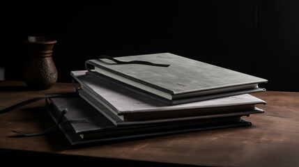 Fototapeta premium Each notebook's cover features a raw, natural finish that highlights organic imperfections and evokes an authentic, handcrafted feel
