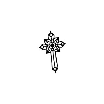 Unique Minimal Line Tattoo Cross 2