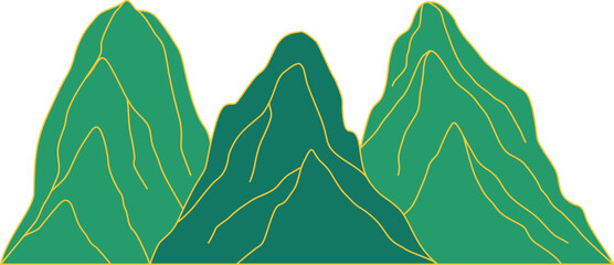 Chinese mountain landscape illustration. Mountain landscape with chinese oriental style. Vector isolated.