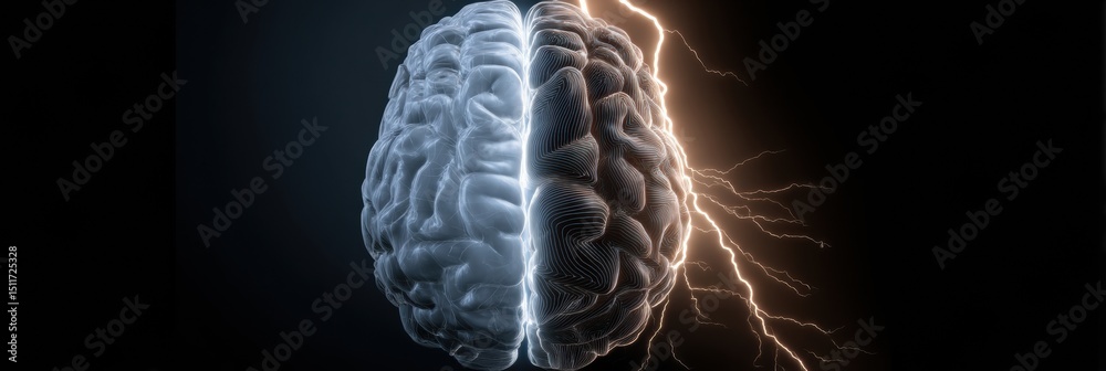Fototapete transformative brain animation shifting from intense energy to serene calmness in a visually strikin
