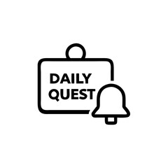 Daily quest notification icon with bell symbol in minimal style  