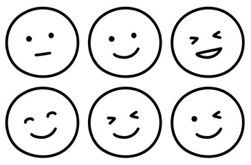 Emojis Faces icon. Set of Smiley. Cute Smile.