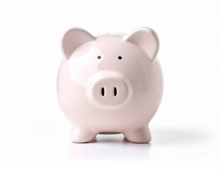 front view of piggy bank isolated on white background