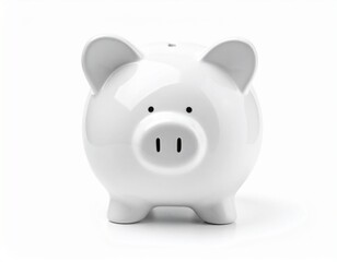 front view of piggy bank isolated on white background
