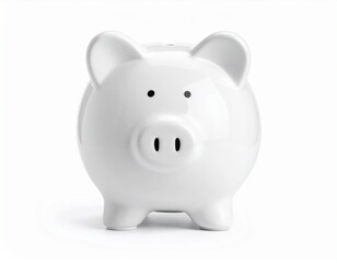 front view of piggy bank isolated on white background
