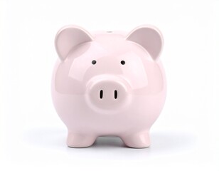 front view of piggy bank isolated on white background