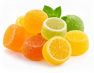 Fruit jelly candies isolated on white background