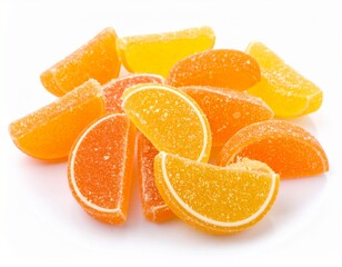 Fruit jelly candies isolated on white background