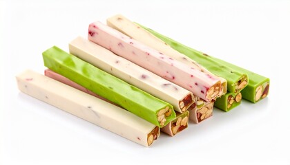 Fruit nougat sticks isolated on white background 