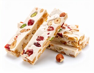 Fruit nougat sticks isolated on white background 