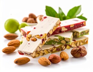 Fruit nougat sticks isolated on white background 