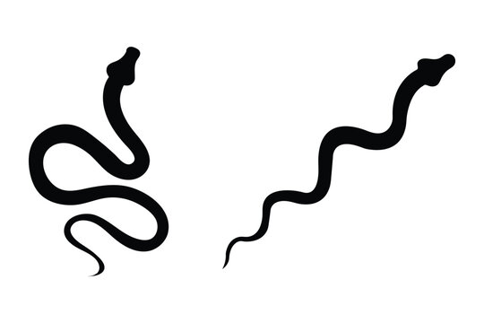 Snake silhouette set in black. Snake silhouette, Snake icon vector. Curved snake animal design illustration. Simple Symbol of Danger, Wisdom. for web and ui designs. 