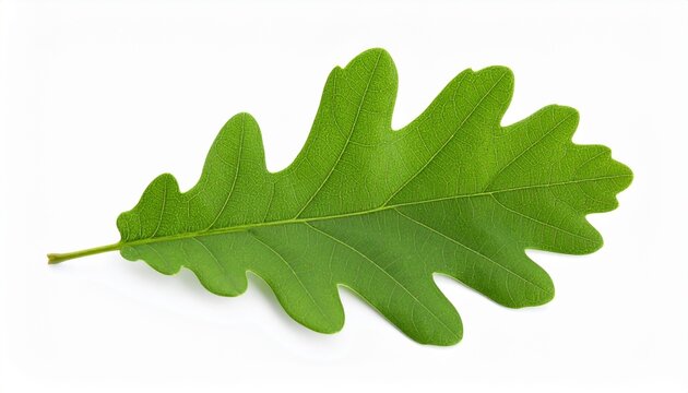 Green oak leaf isolated on white background