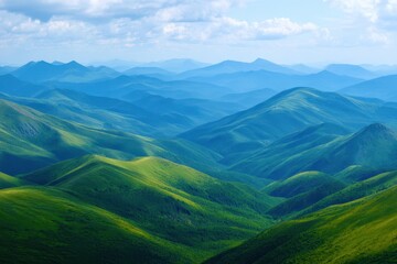 Fototapeta premium The mountains are covered in lush green trees