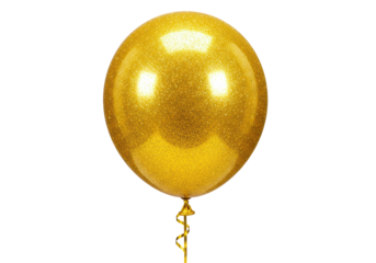 Isolated Gold Glitter Balloon with Ribbon