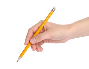 Hand holding pencil writing tool