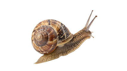 Close-Up of a garden  Snail with Shell  isolated on transparent background