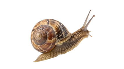 Close-Up of a garden  Snail with Shell  isolated on transparent background