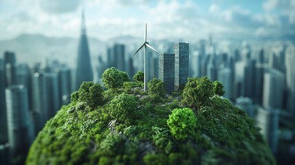 Fototapeta premium Sustainable environmental friendly goal development green business strategy global net zero carbon neutral target emission reduction