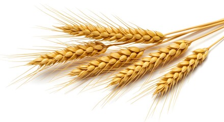 Fototapeta premium Golden Wheat Stalks Isolated on White Background