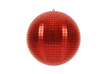 Isolated Red Disco Ball Reflective Party Decoration