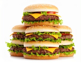 Hamburger stack isolated on white background 
