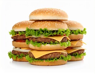 Hamburger stack isolated on white background 