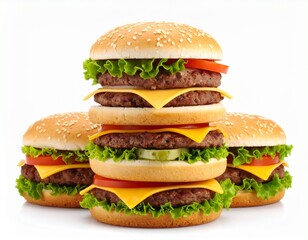 Hamburger stack isolated on white background 