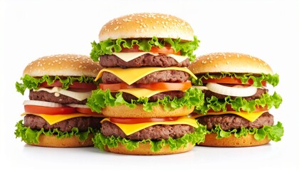Hamburger stack isolated on white background 
