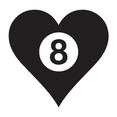 Minimalist 8 ball and black heart abstract design
